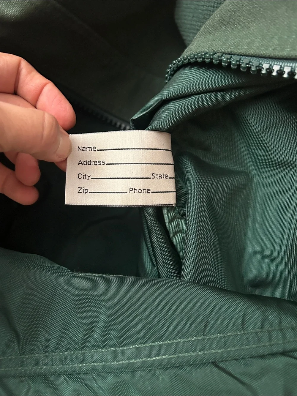 VTG Lands' End Dark Green Canvas Duffel with Brown Trim large square rigger